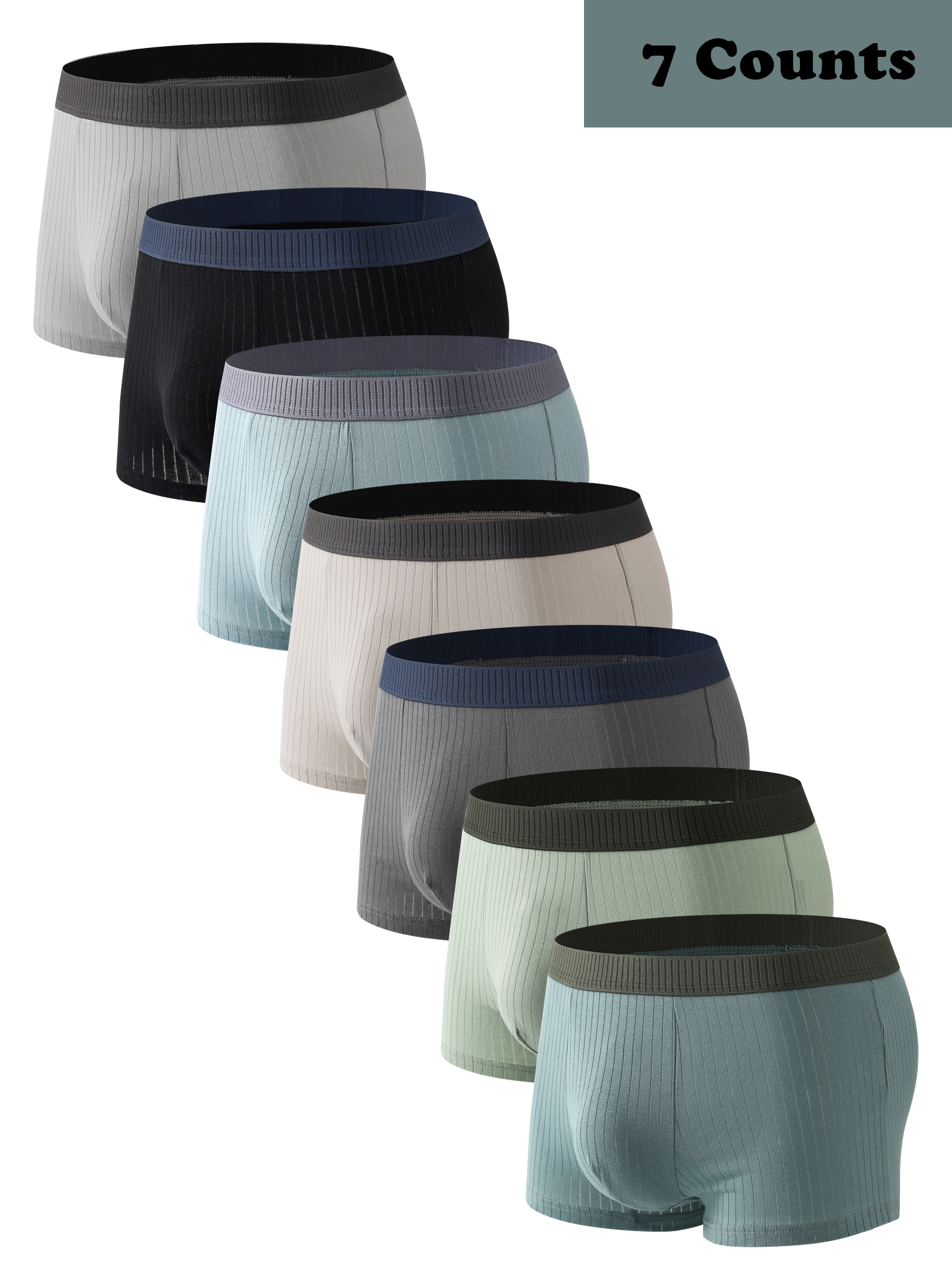 7 Pack Mens Cotton Boxers Soft Breathable Underwear | Inspire Uplift