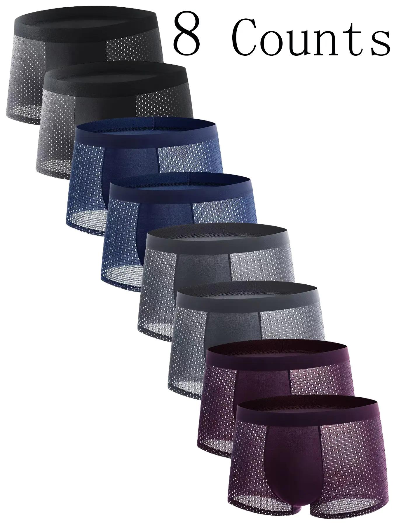 8-Pack Mens Ice Silk Mesh Boxers Breathable Multi Color | Inspire Uplift