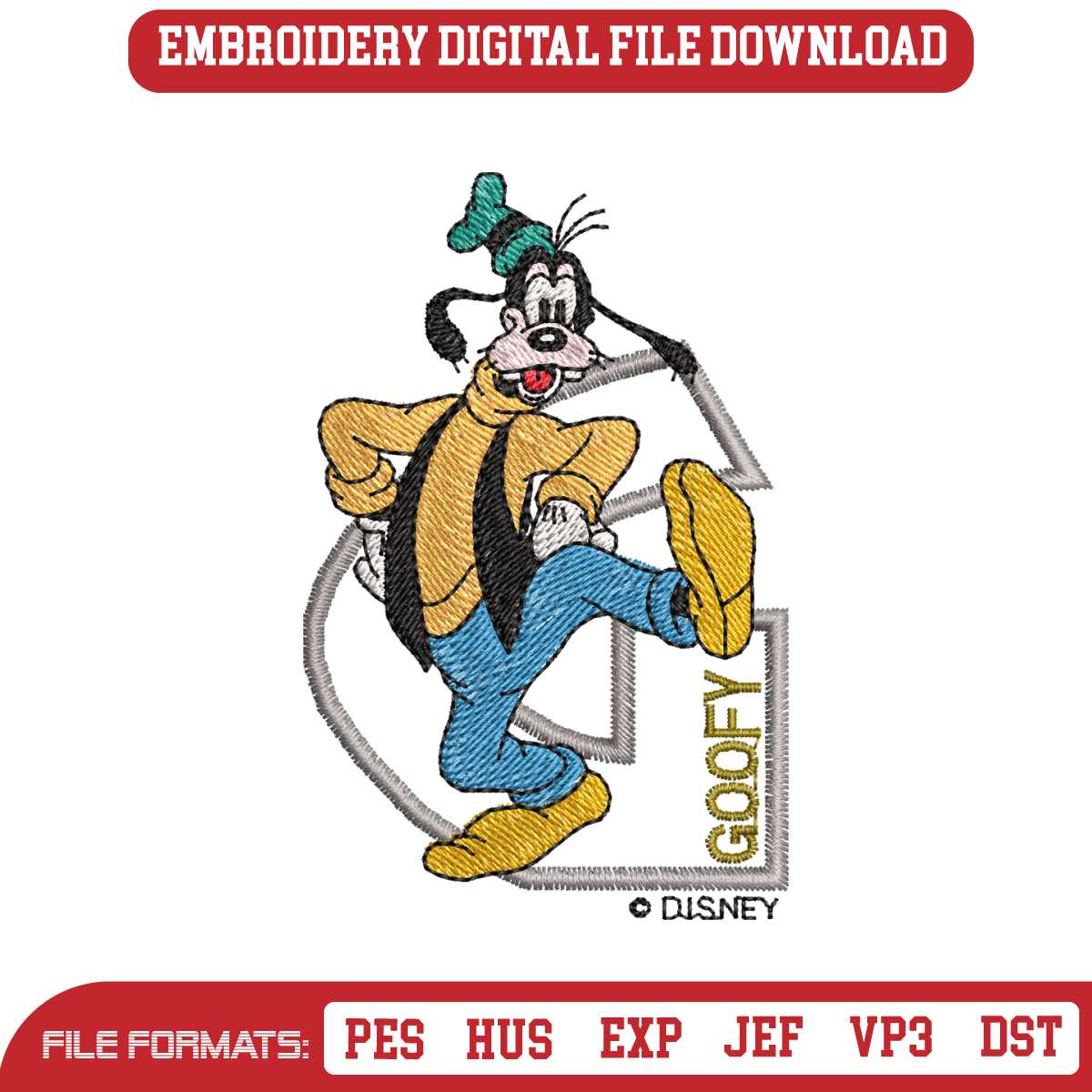 Goofy And G Letters Embroidery Design Download - Inspire Uplift