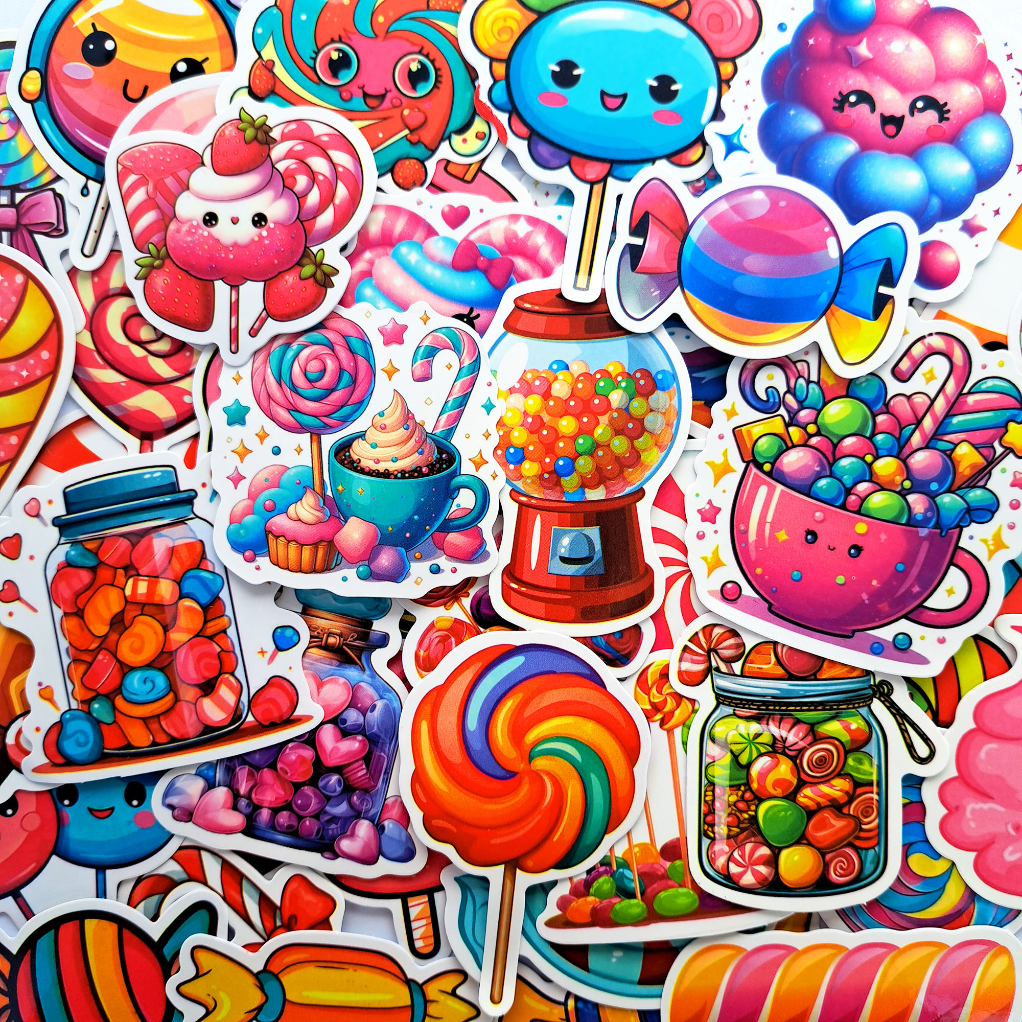 50 PCS Sweet Candy Sticker Pack, Swirl Lollipop stickers | Inspire Uplift