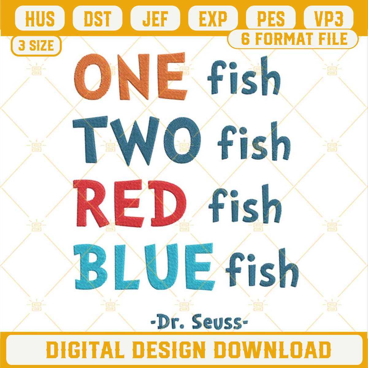 One Fish Two Fish Red Fish Blue Fish Embroidery Designs, Dr | Inspire ...