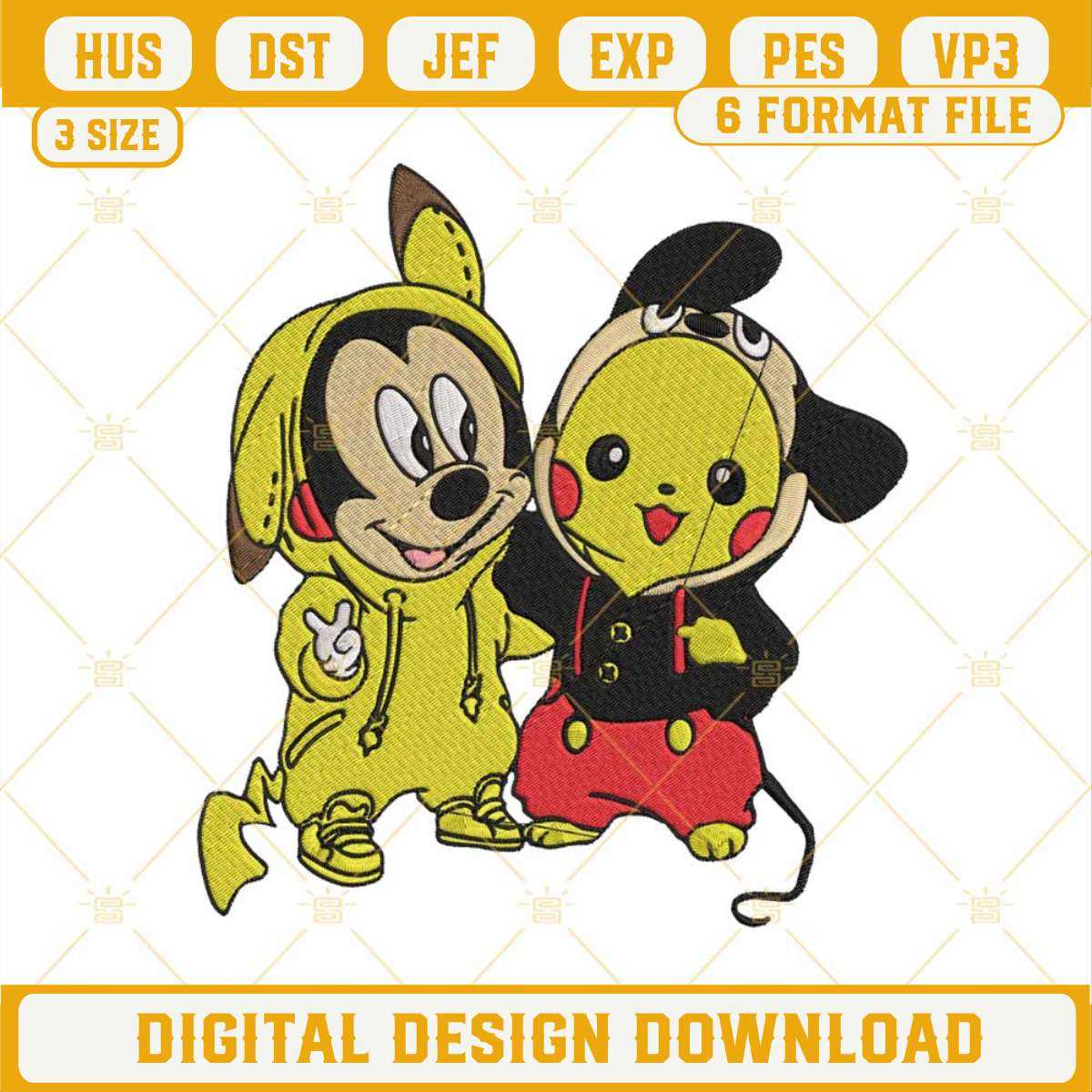 Pikachu And Mickey Mouse Embroidery Designs, Pikachu Embroid - Inspire ...