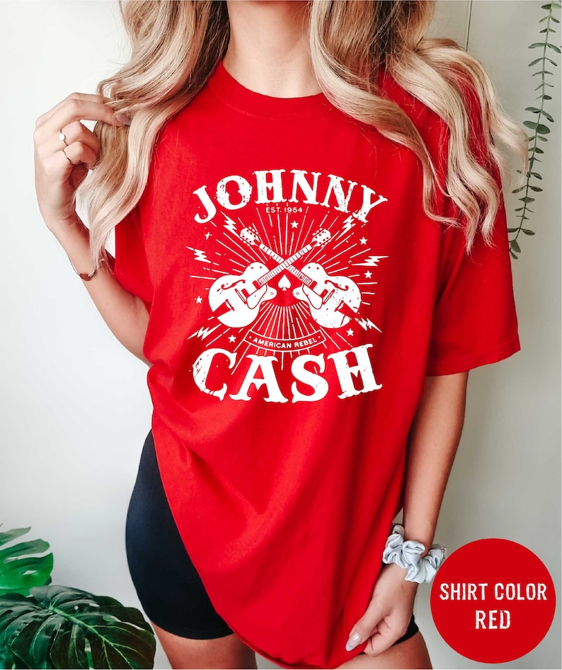 Johnny Cash Unisex T-Shirt - Men's & Women's Band Tee, Country Music Black Top (Large)