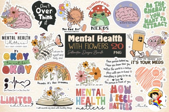 Mental Health With Flower Png Bundle - Inspire Uplift