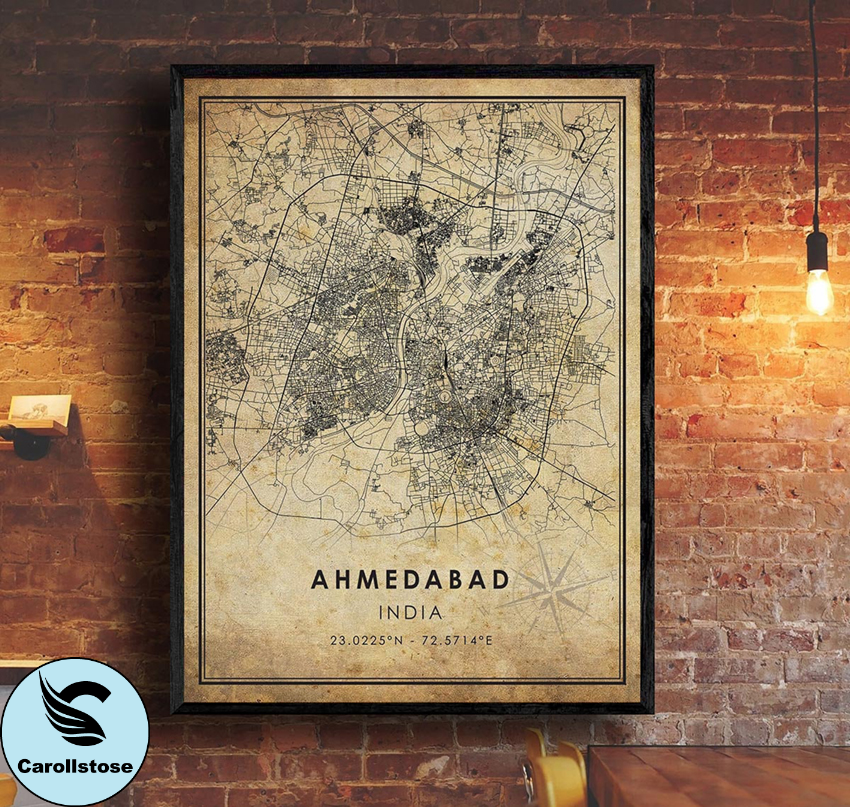 Ahmedabad Map Print , Ahmedabad Map , India Map Art , Ahmeda Inspire