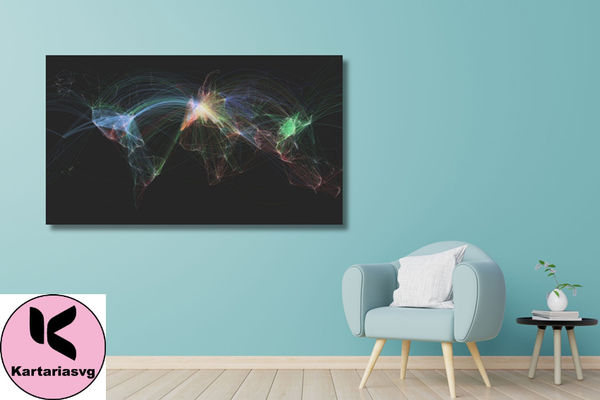 Flight Paths Map , Flight Routes World Map Canvas Art,Air T - Inspire ...