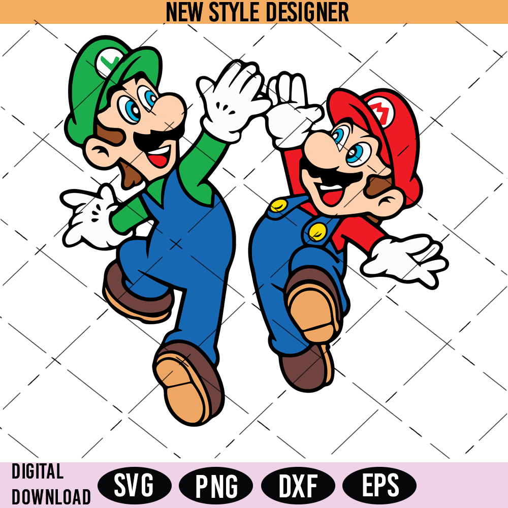 Mario and Luigi Svg, Super Mario Svg, PNG, DXF, EPS, Cricut - Inspire ...