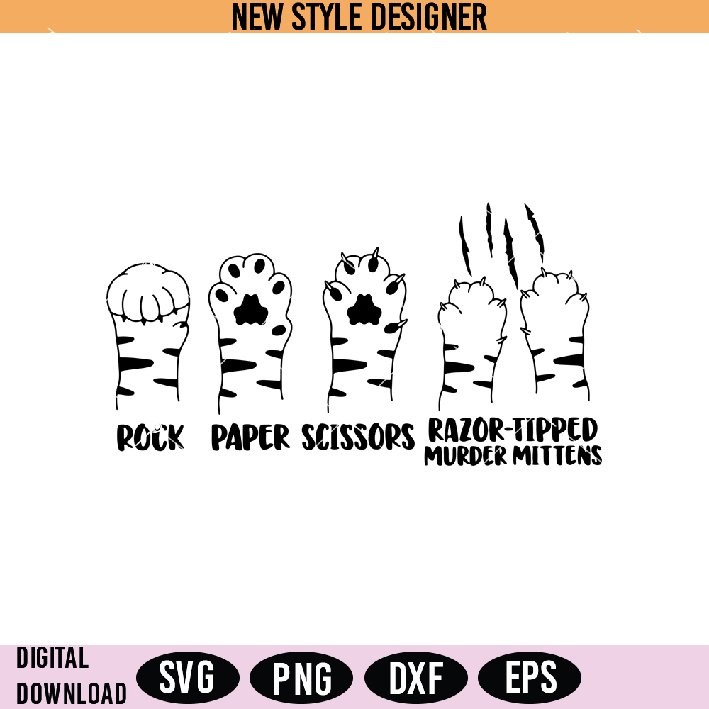 Rock Paper Scissors Svg Png, Razor Tipped Murder Mittens, Ca | Inspire ...