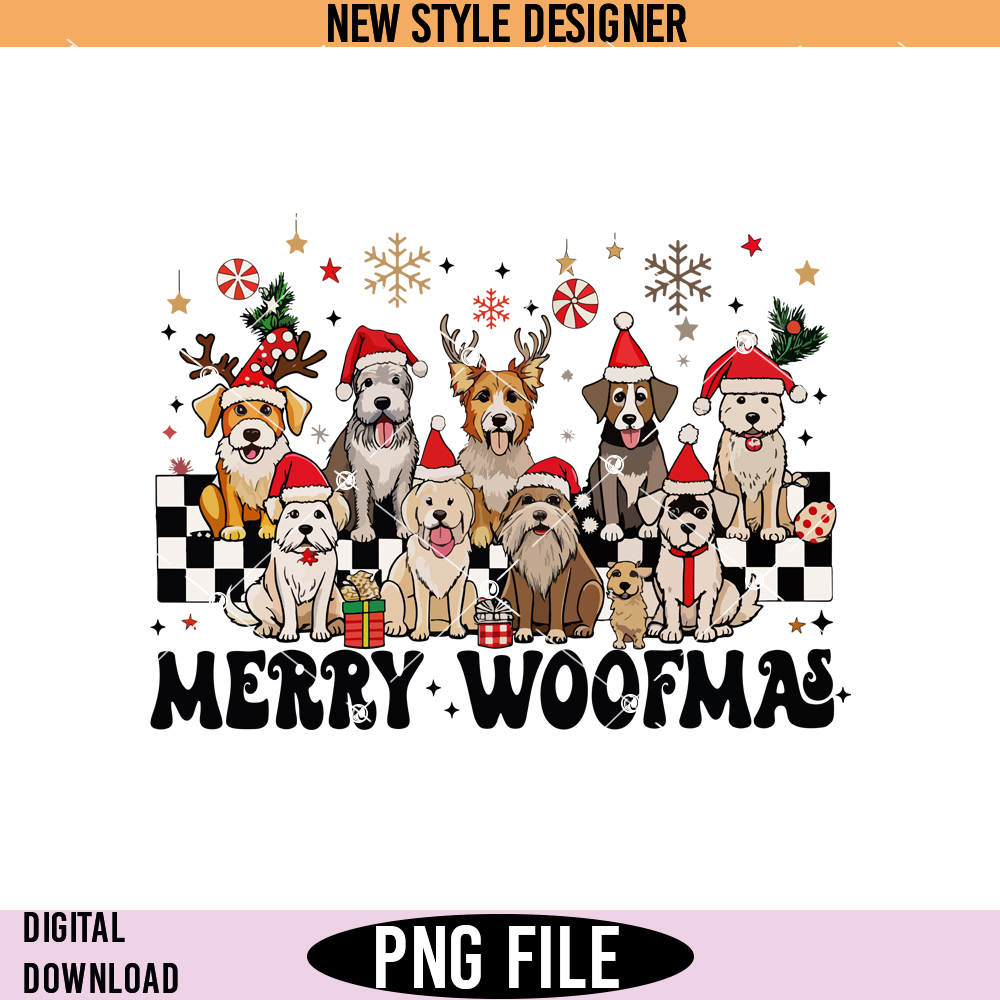 Merry Woofmas Png, christmas png design, dog mom png, Digita Inspire