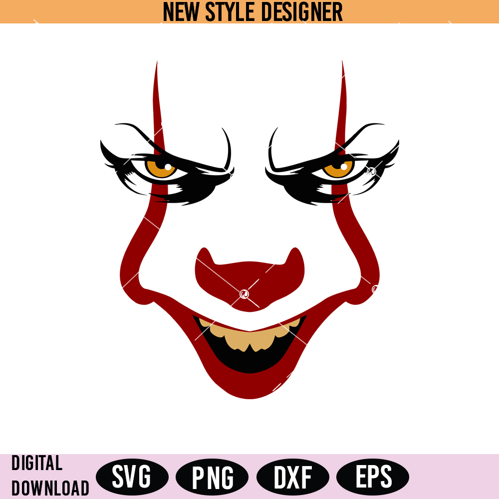 Pennywise Face Svg Png, Halloween Ghost svg, Halloween Vecto Inspire
