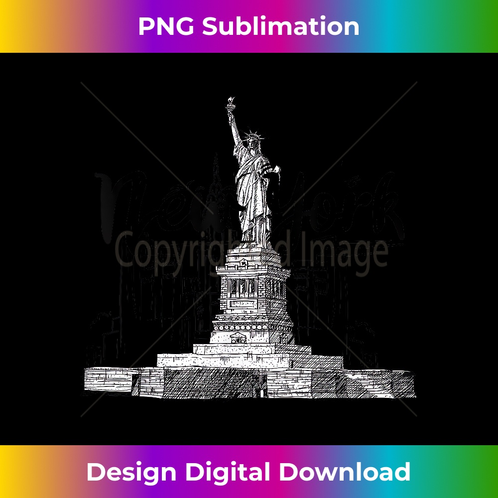 Cool New York City Statue of Liberty Skyline Sketch Drawing | Inspire ...