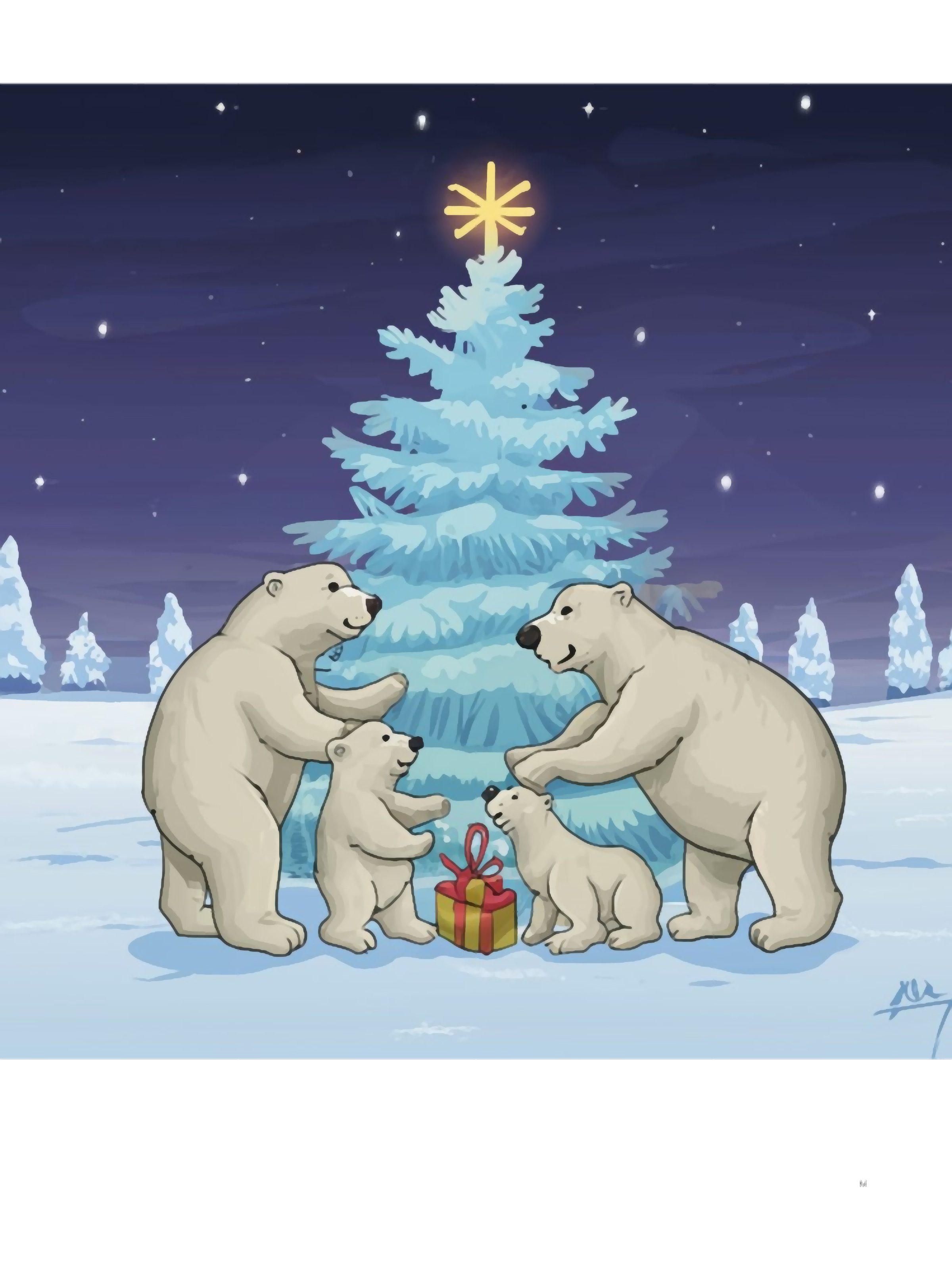 A family of polar bears decorates the Christmas tree | Inspire Uplift