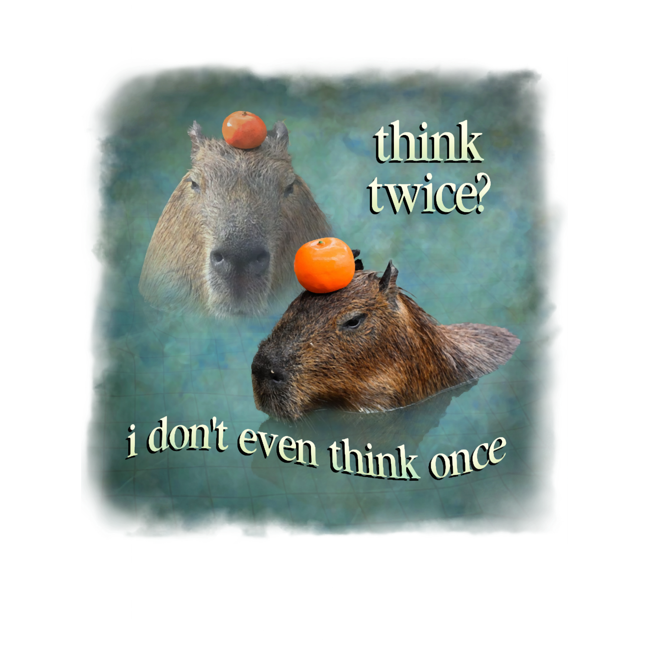 Think Twice I Donamp39t Even Think Once capybara word art | Inspire Uplift