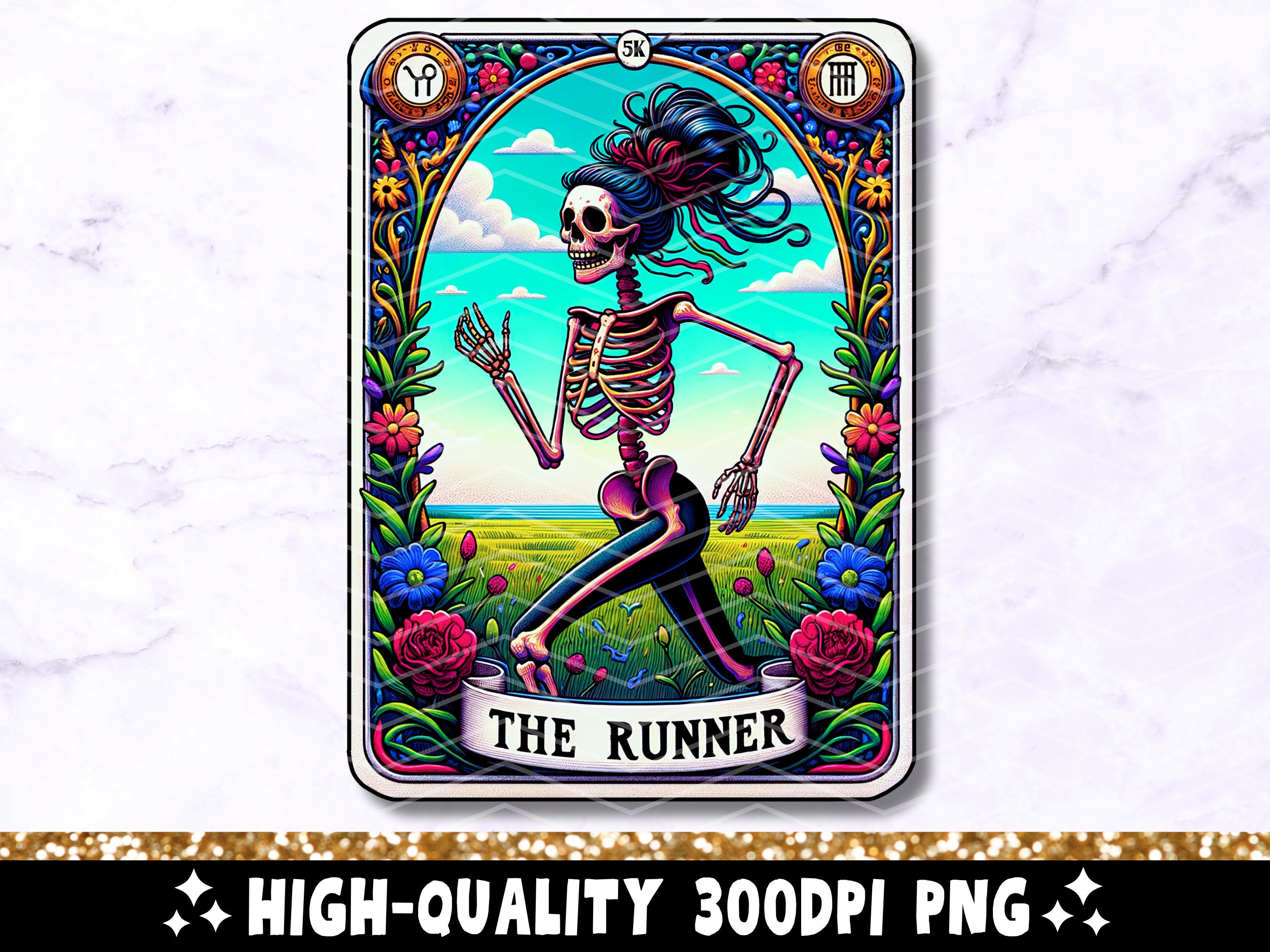 The Runner Tarot Card PNG, Running Skeleton Sublimation Desi | Inspire ...