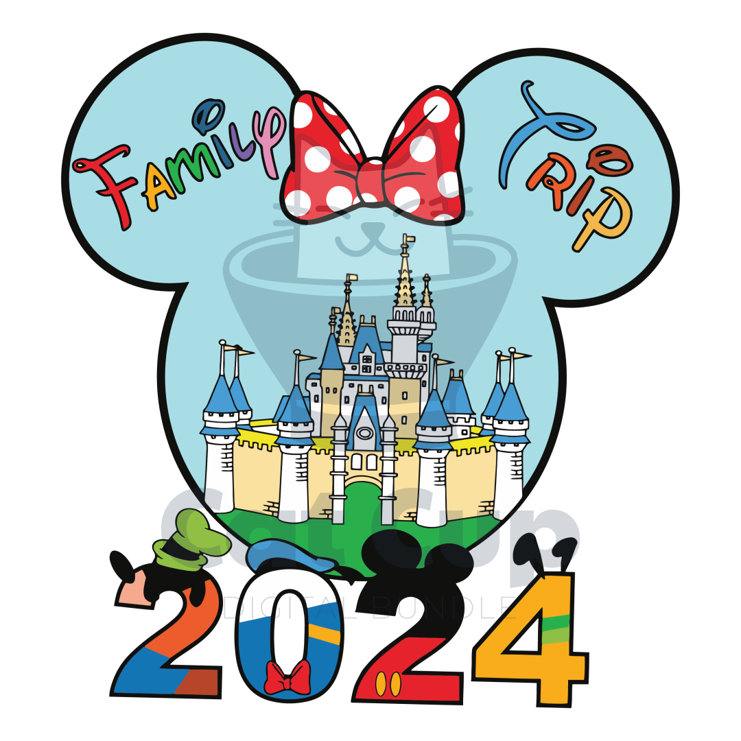 Retro Family Trip 2024 Disney Castle Svg Digital File Inspire Uplift