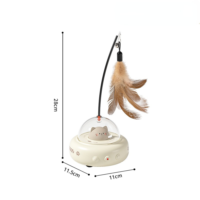 Smart Teaser Cat Toy, Electric UFO Cat Teaser Stick, With Bell Training Pet Toys, Interactive Cat Supplies