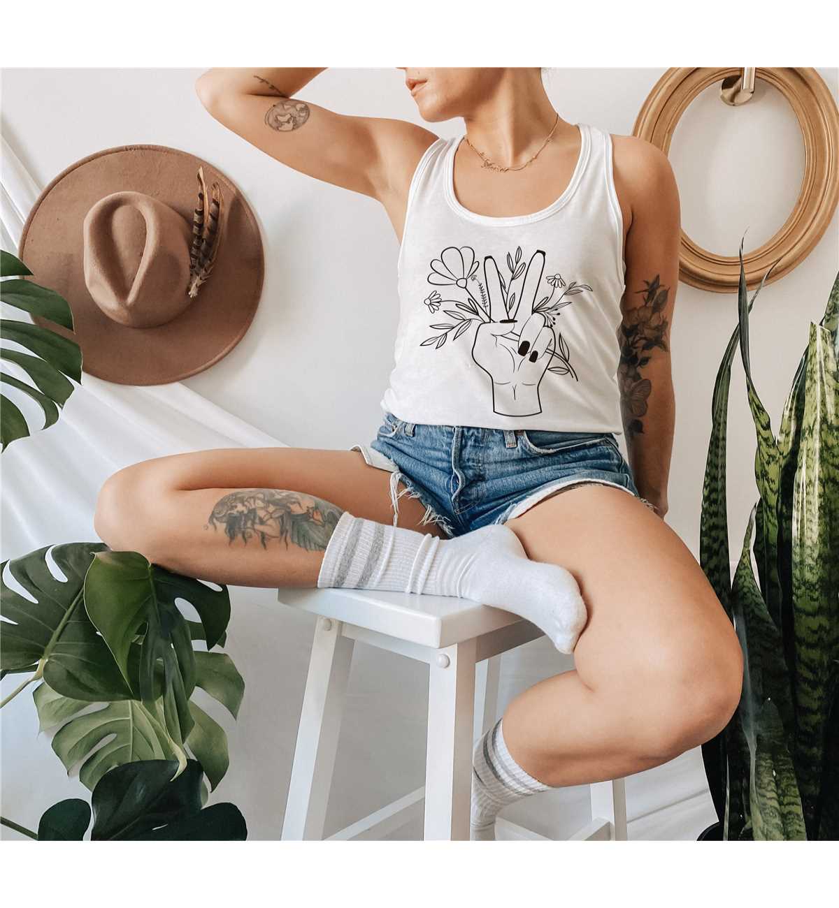 Picture of Floral Peace Sign Tank Top, Peace Tank, Hippie | Inspire Uplift