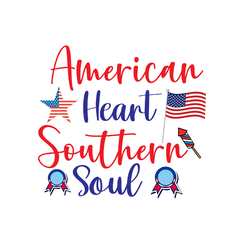 American Heart Southern Soul Svg, 4th of July Svg, Happy 4th | Inspire ...
