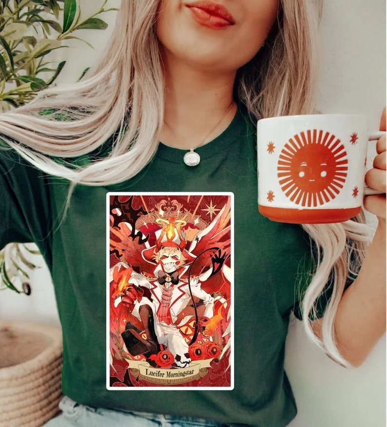 Maglietta Uomo Lux Night Club Gold – T-Shirt Bianca Con Stampa Lucifer Morningstar, Taglia S
