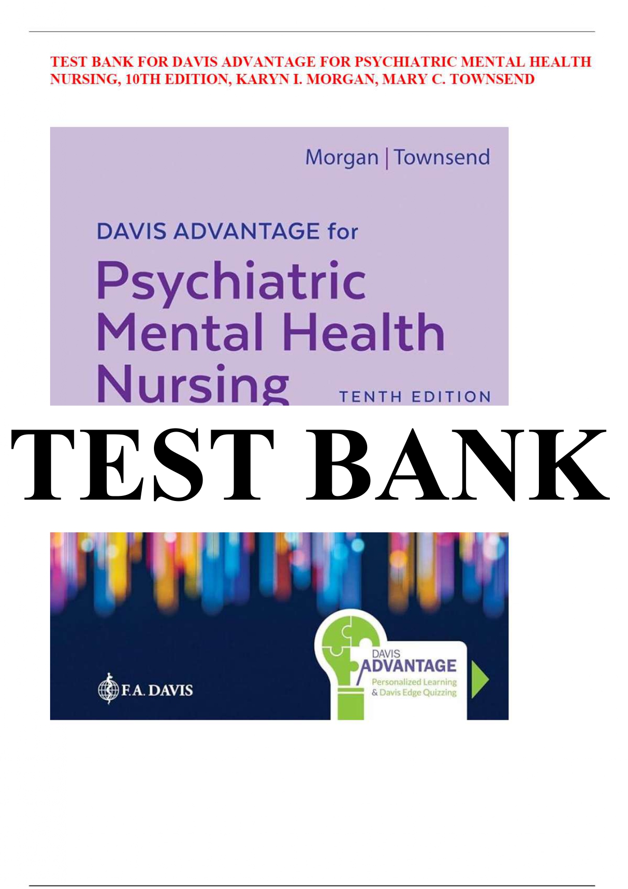 DAVIS ADVANTAGE FOR PSYCHIATRIC MENTAL HEALTH NURSING, 10TH | Inspire