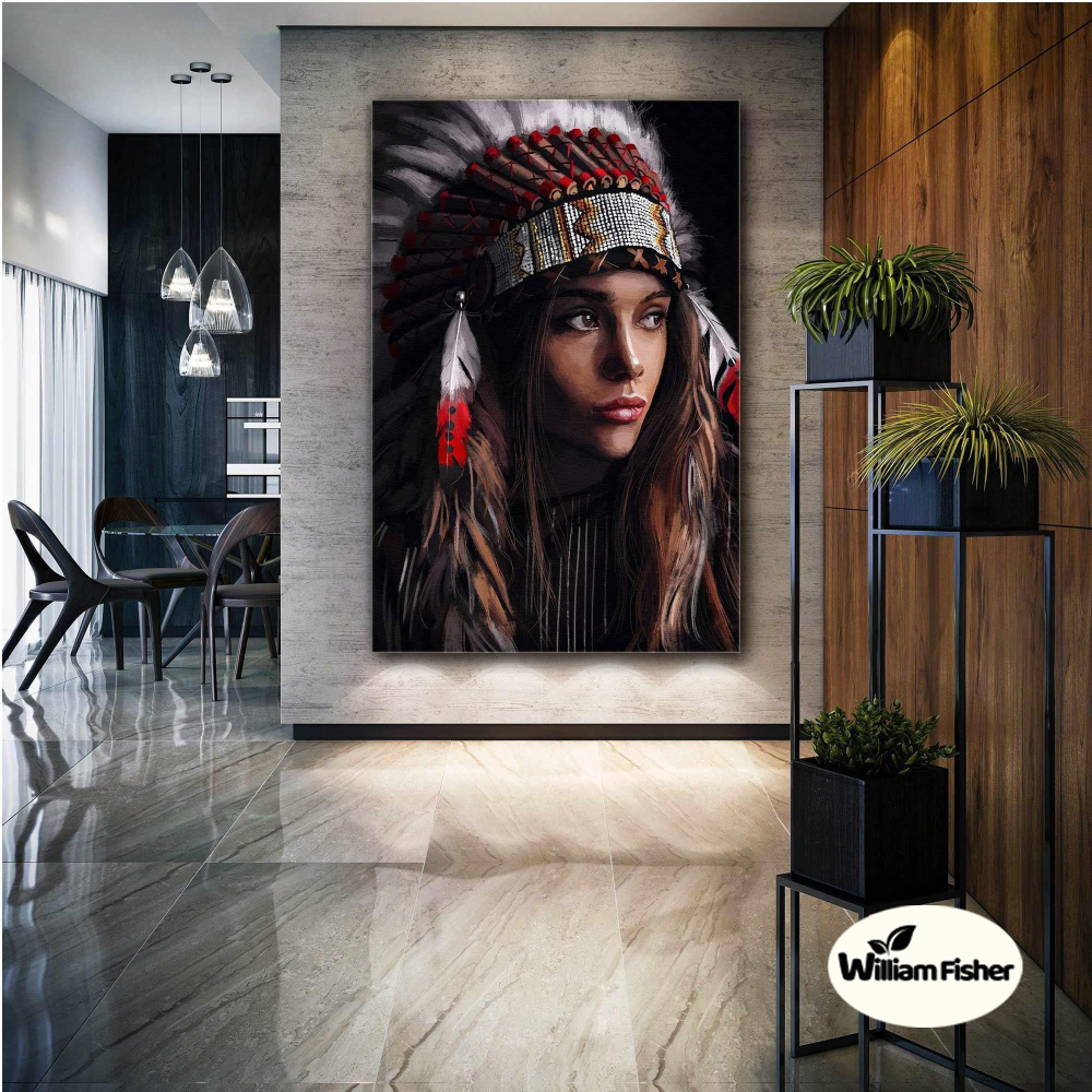 Warrior Woman Wall Art, Native American Beauty Canvas Art, W | Inspire ...