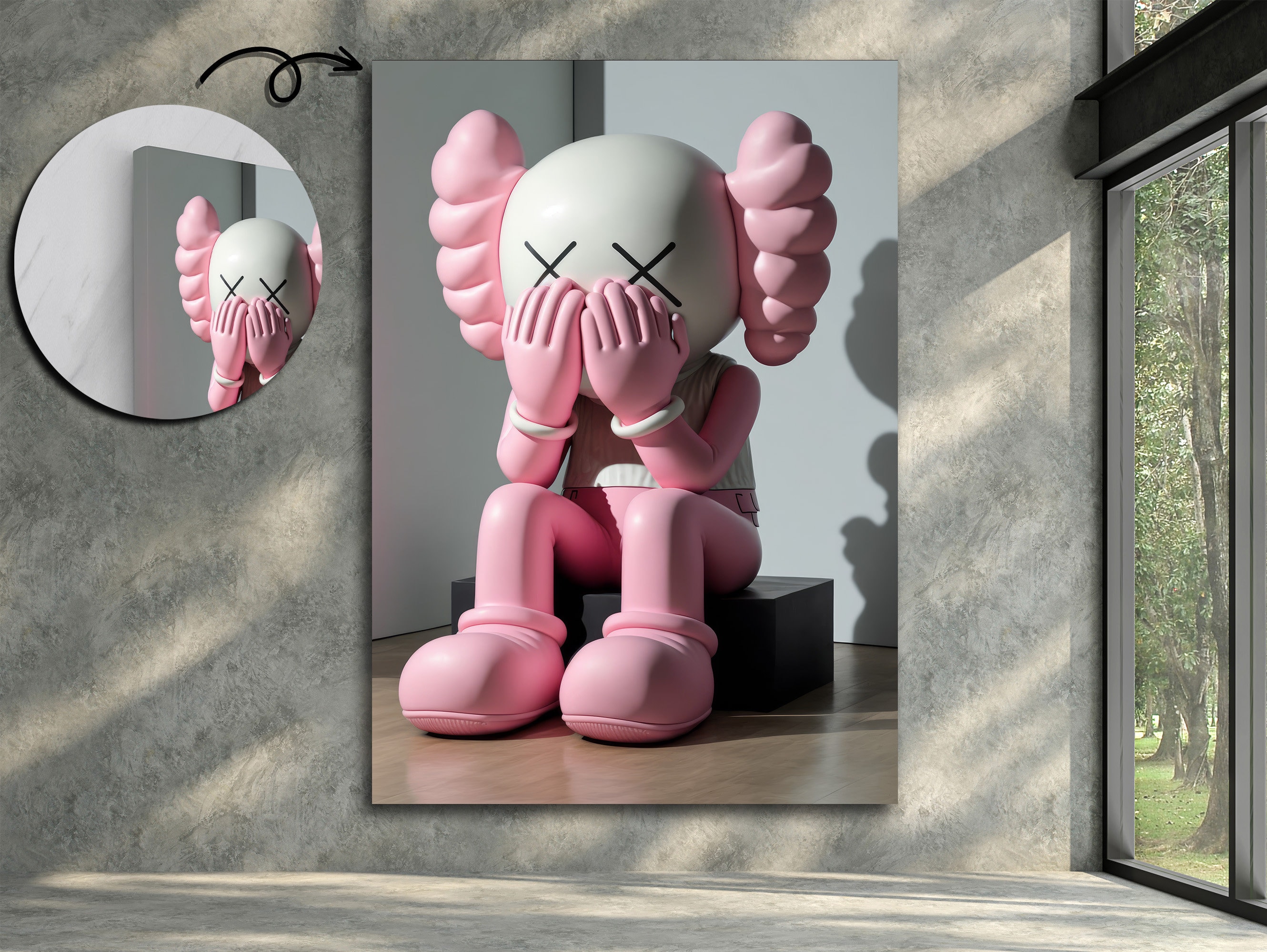 Pink Kaws Canvas Print, Kaws Canvas, Kaws Wall Art, Kaws Pos