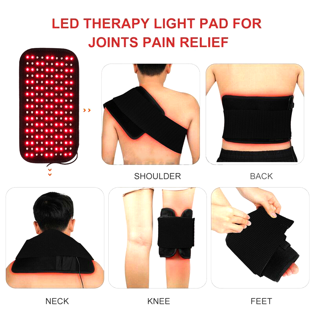Heating Massage Belt Pad, Infrared Light LED Healthcare, Lumbar Back Waist Massage for Back Knee Hands Feet Relief