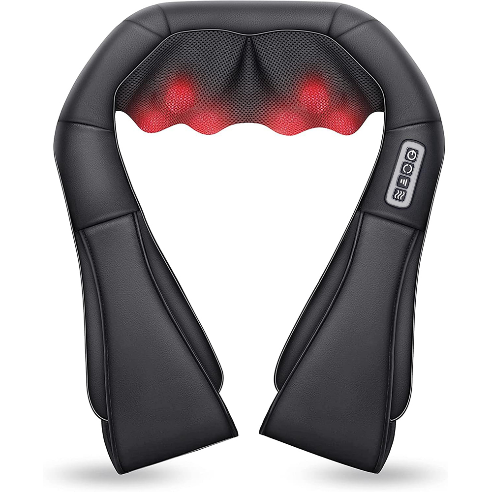 Heated Back Massager for Neck Waist Leg Body, U Shape Deep Kneading Electric Massage Pillow, Shiatsu Neck & Shoulder