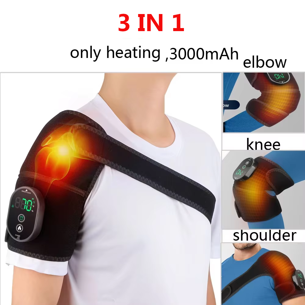 Shoulder Steamer Brace & Vibration Heated Pad, Electric Heating Support Belt for Shoulder Knee, Muscle Relaxer Massage