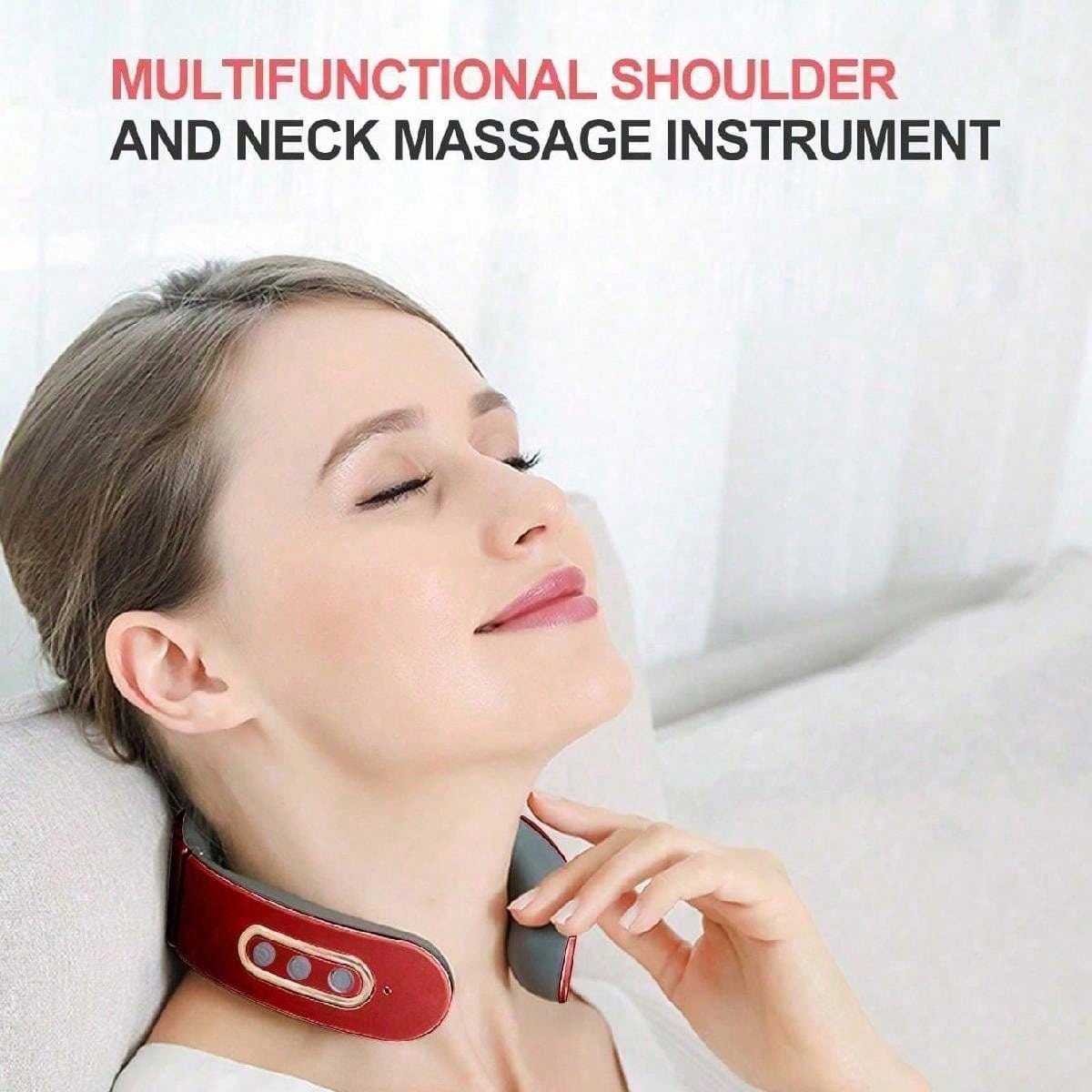 Neck Relaxation and Pain Relief Electric Neck Massager, Intelligent EMS Pulse Heating Therapy