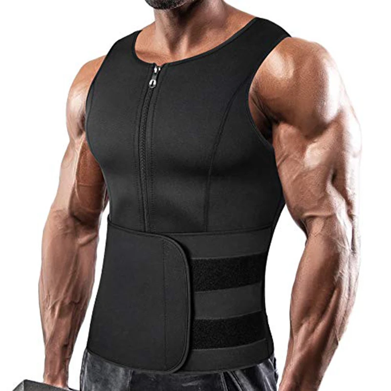 Slimming Shapewear Corset Top for Men, Double Belt Sweat Shirt Waist Trainer Sauna Vest