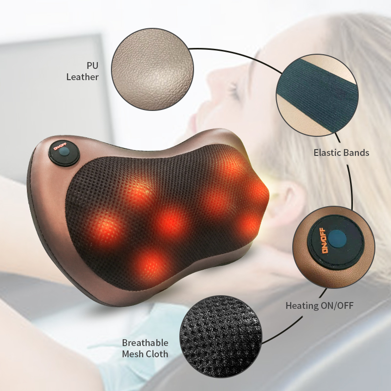 Multifunctional Massage Pillow Cushion for Head Neck Back Waist, Electric Shiatsu Cervical Massager