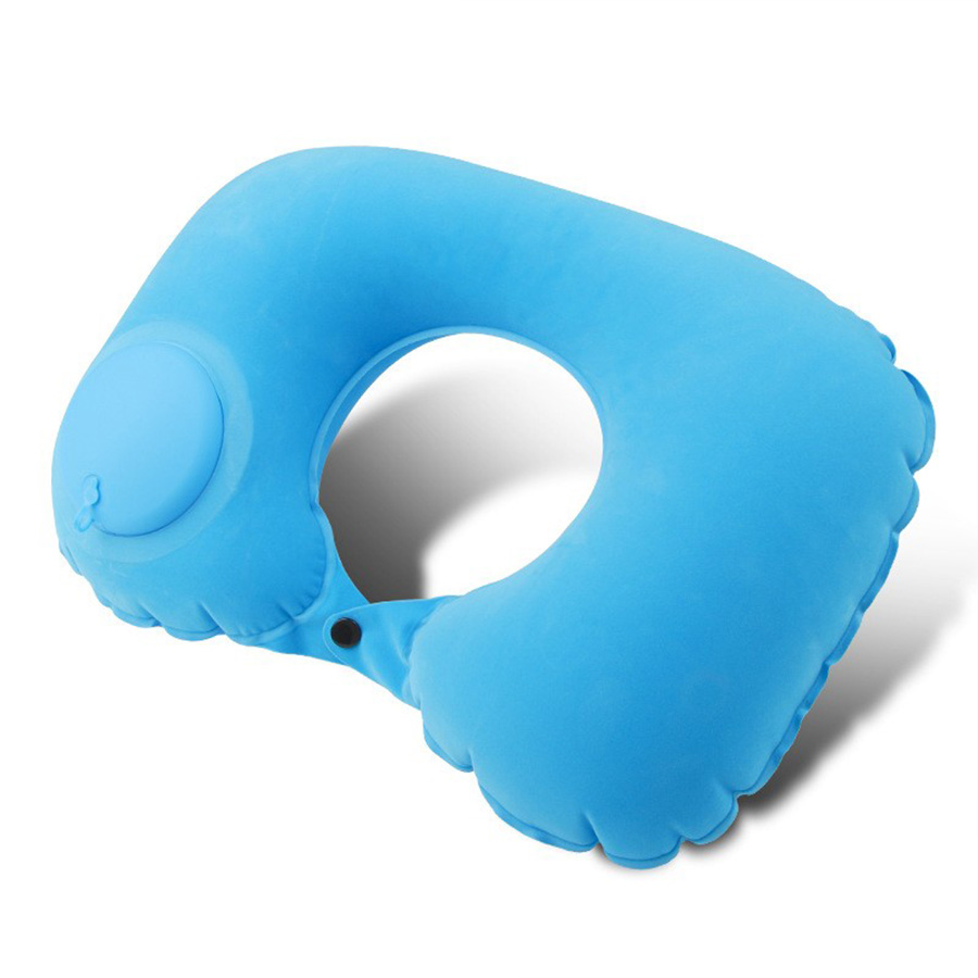 Portable Inflatable Flocking Neck Pillow, Self-Fill & Foldable, Ideal For Outdoor Travel Business Trips Camping