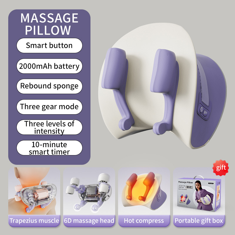 Trapezius Muscle Kneading Massage Pillow, Neck and Shoulder Massager, Cervical Support