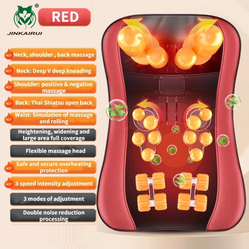 Upgrade Back Massager Deep with Heat, Neck Massage Pillow Electric Cushion, Tissue Kneading for Shoulder Relax Muscles