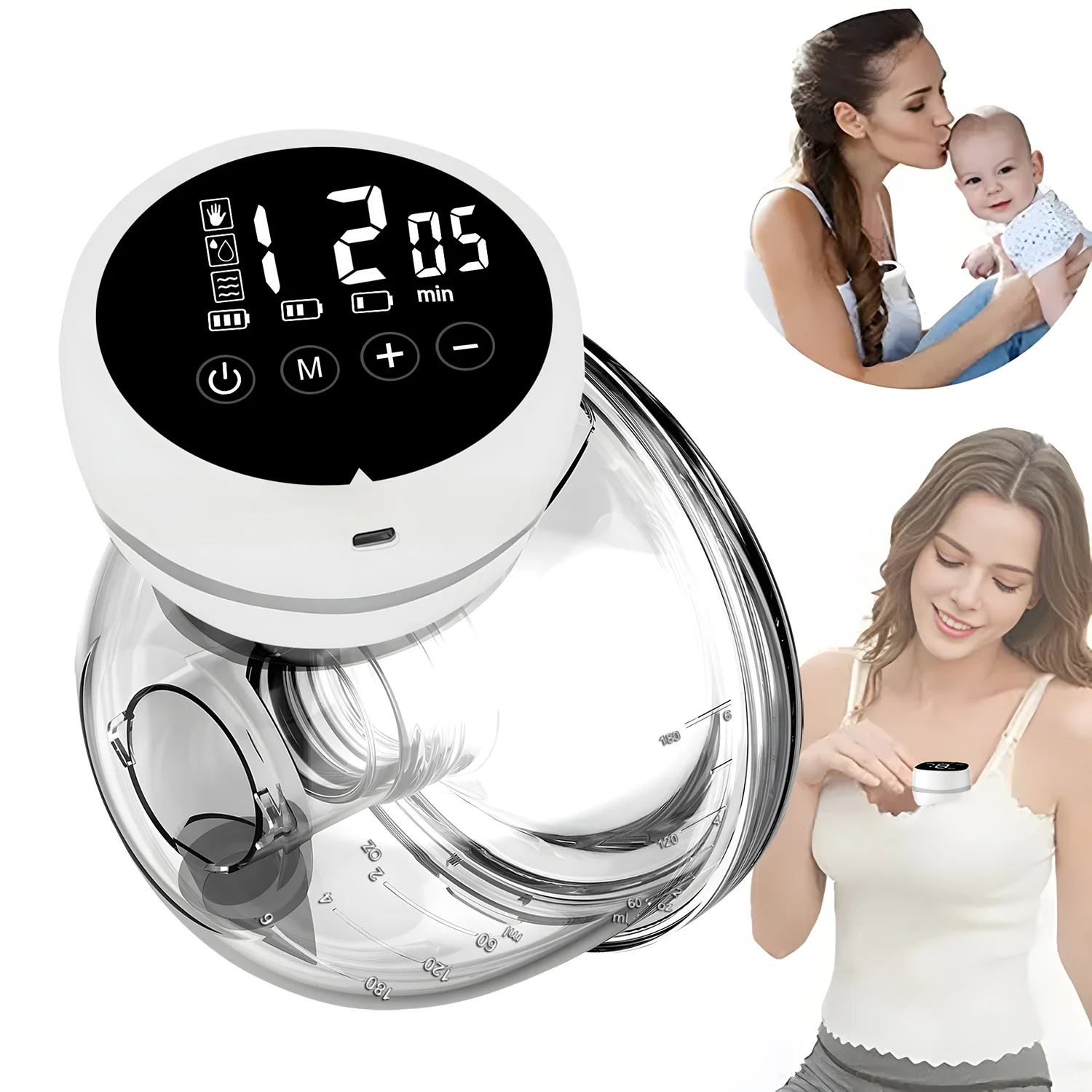 Hands Free Breast Collector, Wearable Electric Breast Pump, Fully Automatic Double Sided Pump for Comfortable Breastfeed