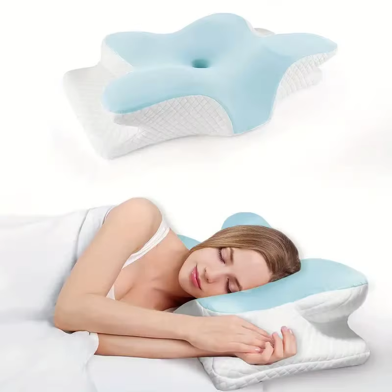 Light Gray Memory Foam Cervical Pillow, Neck Shoulder Relief, Perfect Gift, Ideal for Side Stomach Back Sleepers