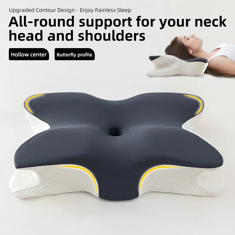 Slow Rebound Memory Foam Pillow, Butterfly Shape Pillow Neck Protection, Cervical Orthopedic Neck Foam for Health Care