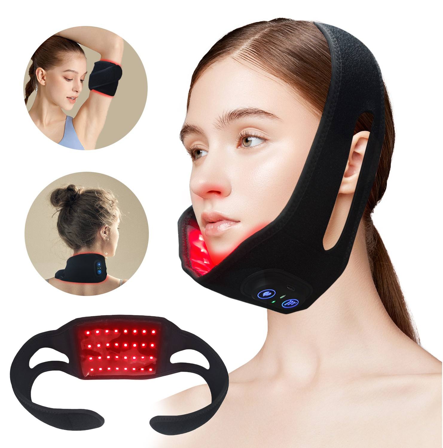 Wearable Infrared Light Therapy Belt, Wireless Multi Function Pain Relief for Neck Chin Hand Wrist Legs, Red Light Z