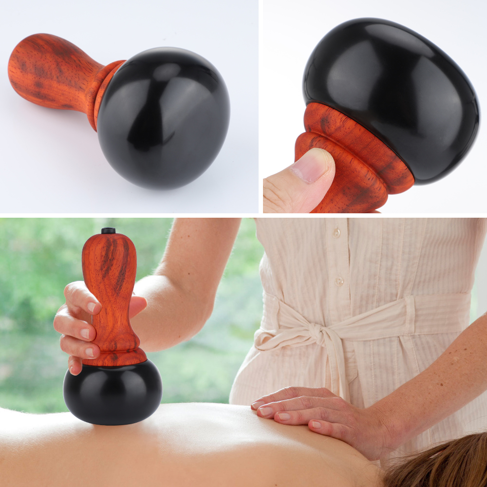 Natural Bianstone Gua Sha Electric Massager, Hot Stone Scraping Tool for Face Neck Back, Relax Muscles and Lift Skin Sp