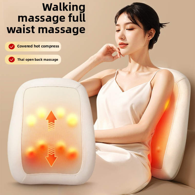 Back Waist Massage Cushion, Wireless Chair Massager Pad, Multi-Purpose Up and Down Move, Ultra-Thin Warm Seat for Car