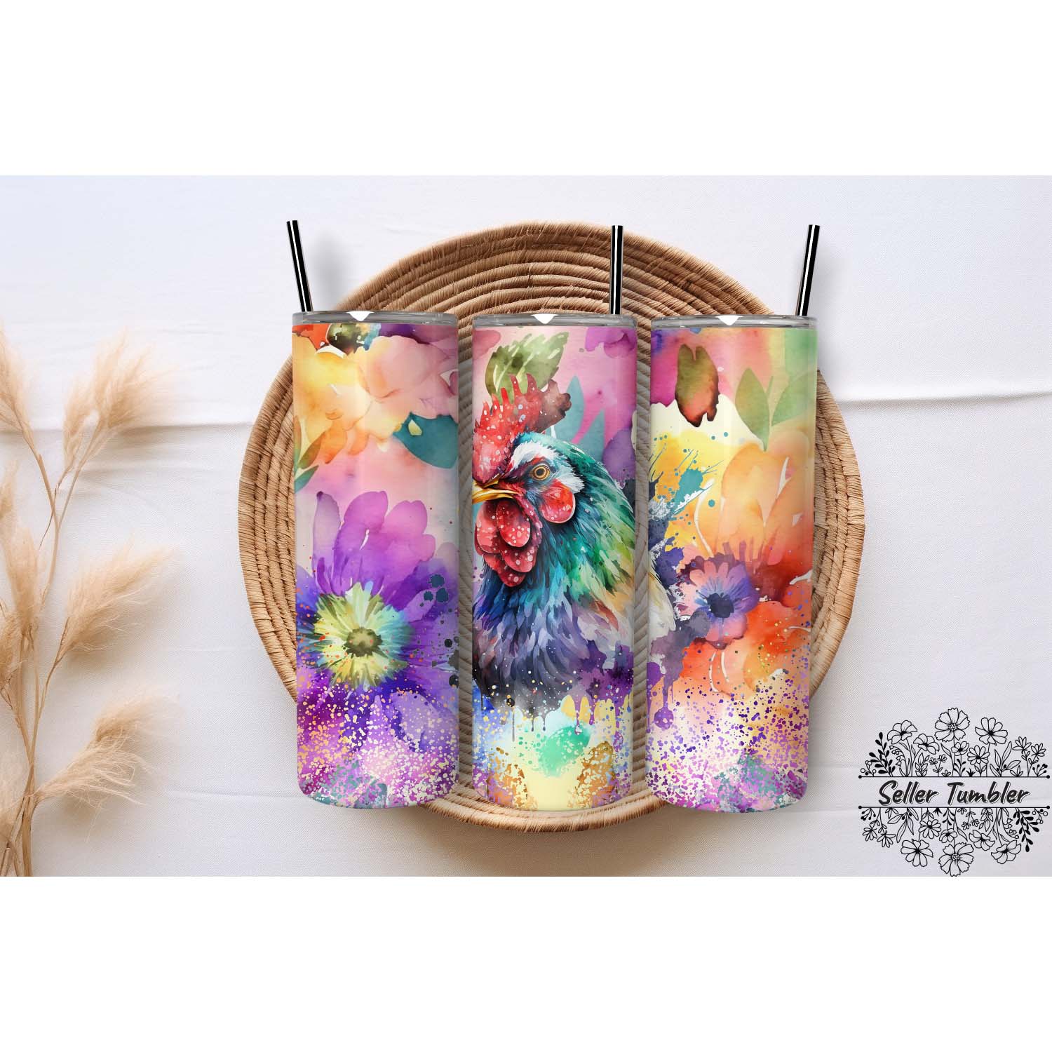 Hen Chicken Farm Flower 20, Tumbler 20 oz Wrap PNG, Skinny T | Inspire ...