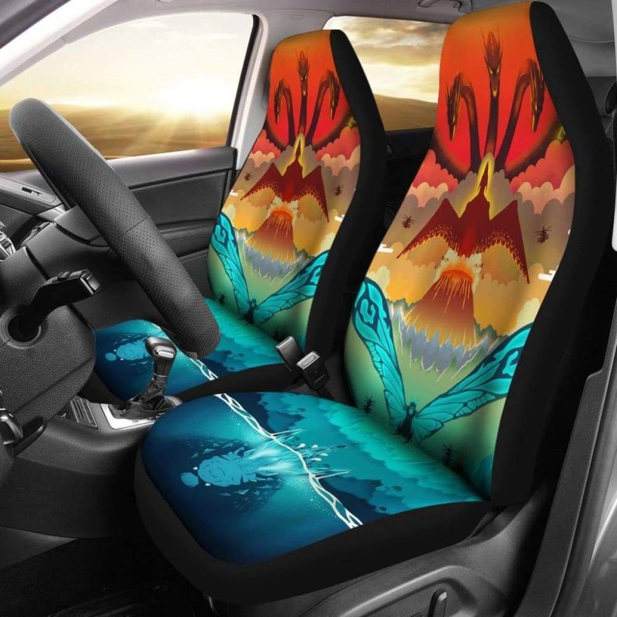 Godzilla Print Car Seat Covers