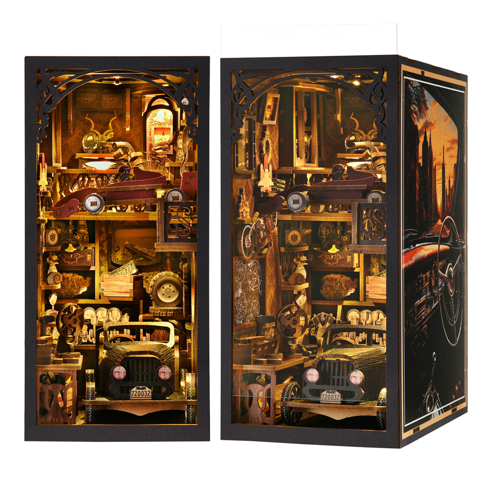 Classic Car F1 Book Nook Kit, DIY Wooden Puzzle Bookshelf Insert for Home Decoration & Gifts