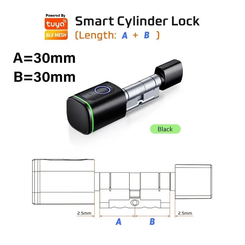 Tuya Bluetooth Smart Cylinder Lock, Fingerprint & IC Card Access, Includes Battery, Easy S1 Replacement Quick Install