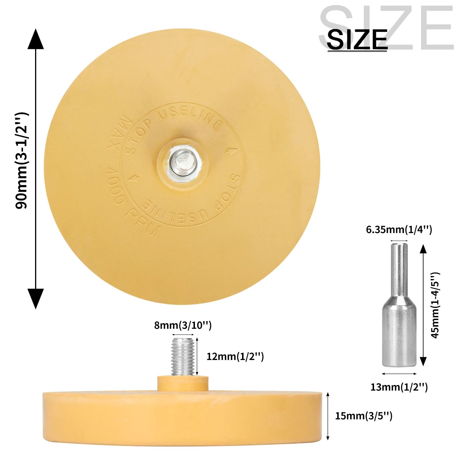 SIFANG Adhesive Remover Rubber Wheel, Car Eraser Tool with Smooth Drill Adapter for Paint Repair & Vinyl Decal Removal