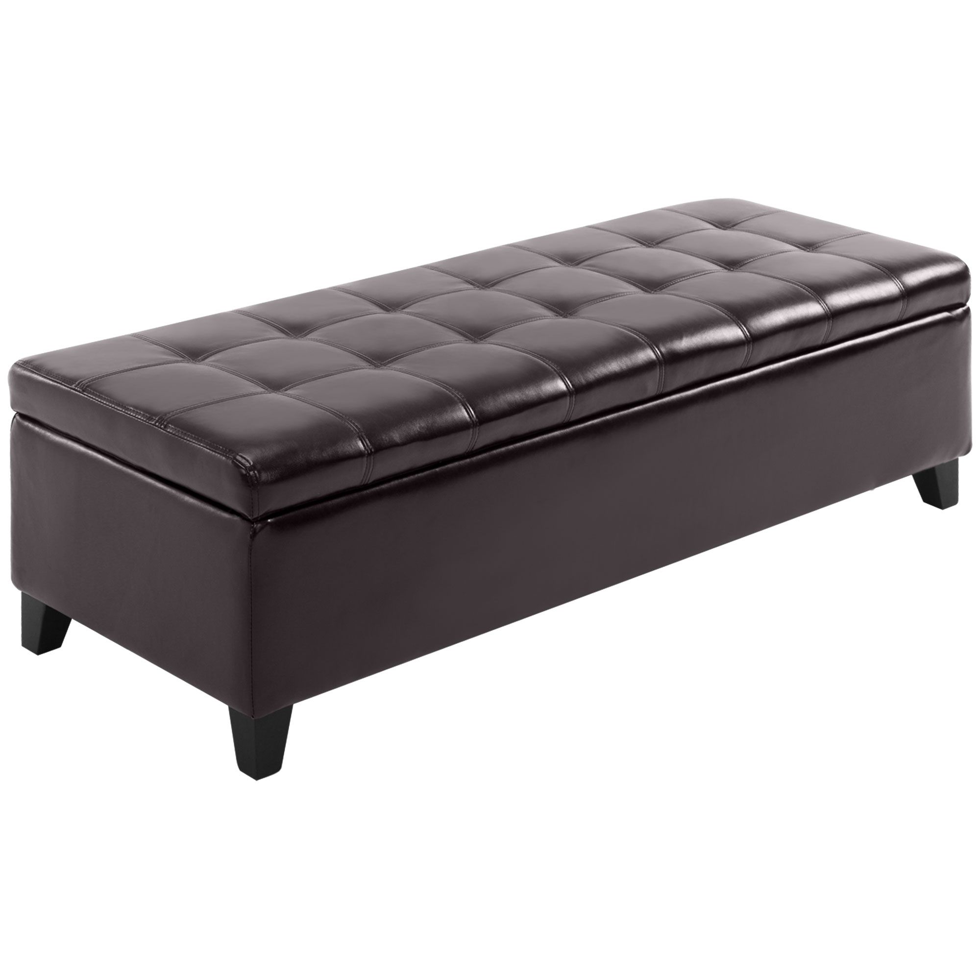 51" Tufted Top Storage Ottoman Bench – Large PU Leather Organizer Chair & Footstool with Ample Space