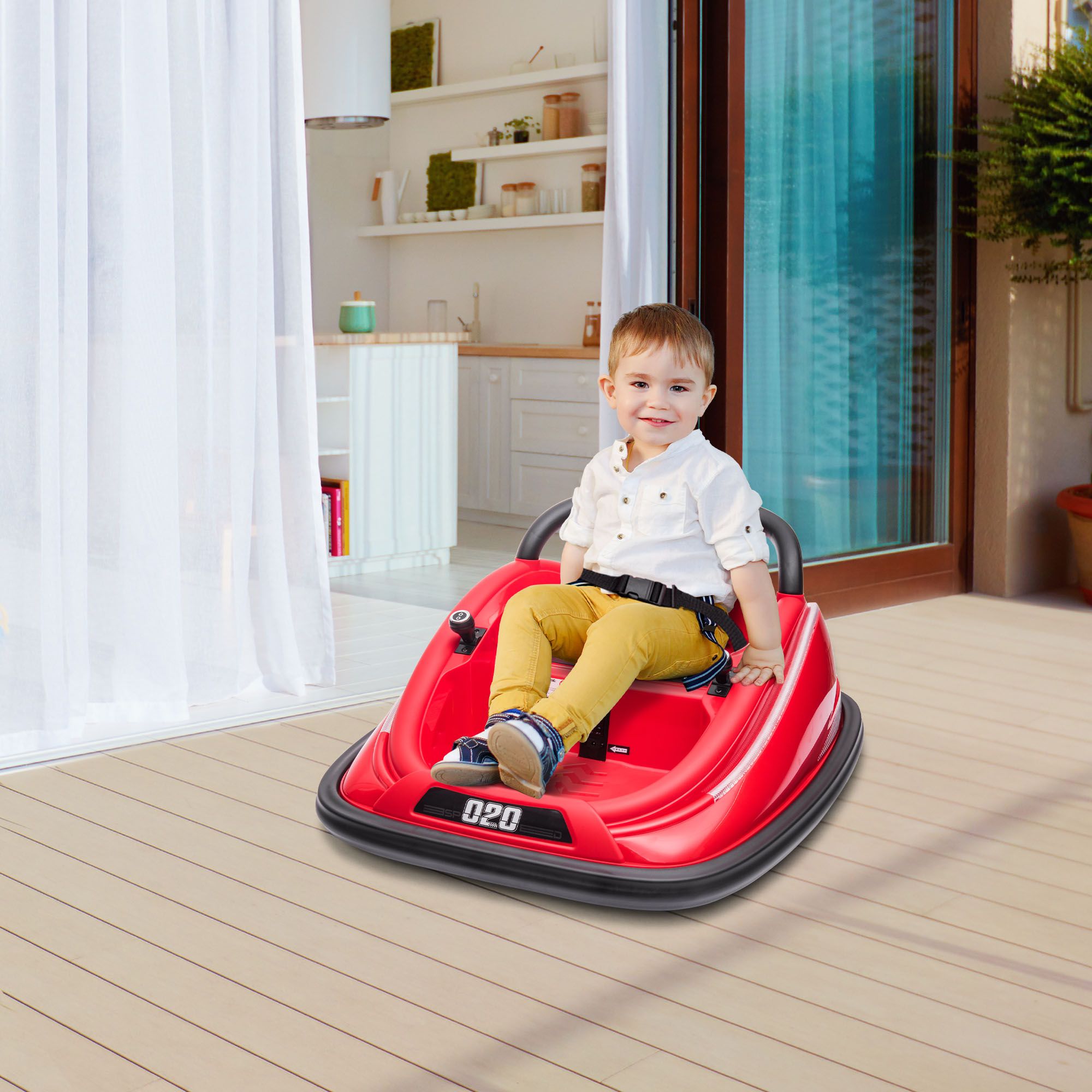 Aosom 12V Kids Bumper Car - 360° Spinning Ride-On Toy with Parent Remote Control & Safety Belt