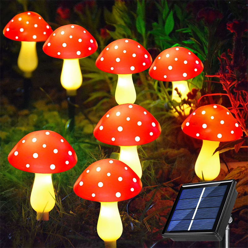 Solar-Powered Mushroom Lawn Lamps, 8 LED Fairy Lights String for Garden, Yard, Easter & Wedding Decor