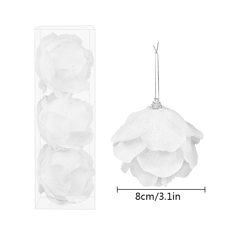 White Glitter Petal Shape Balls, Foam Snow Ball Christmas, Christmas Tree Ornaments, New Year Home Pendants